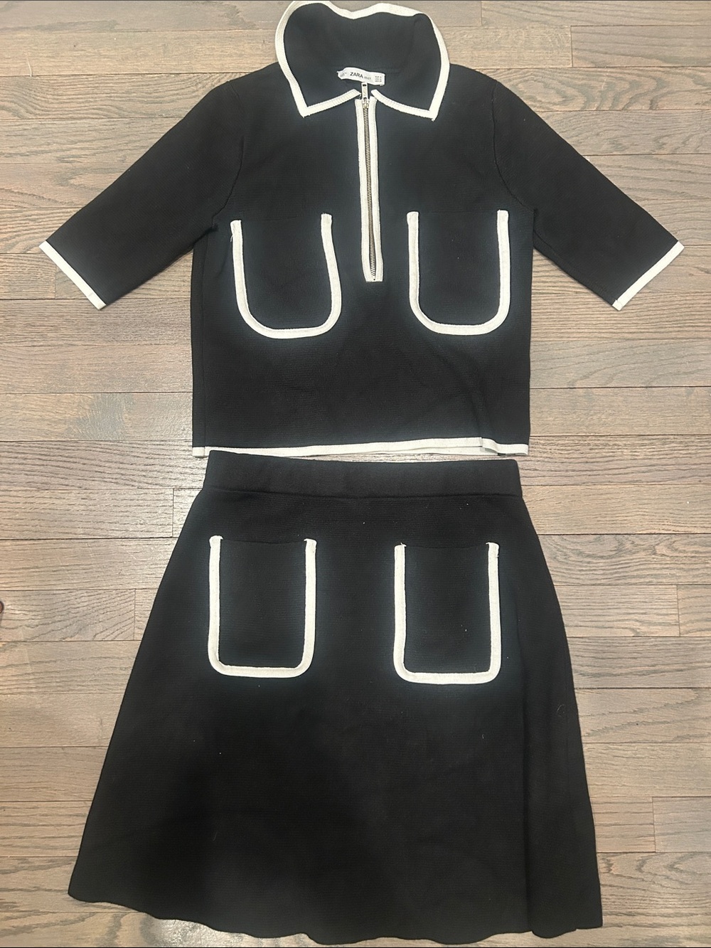 Zara Kids Black and White Trim Two-Piece Skirt Set